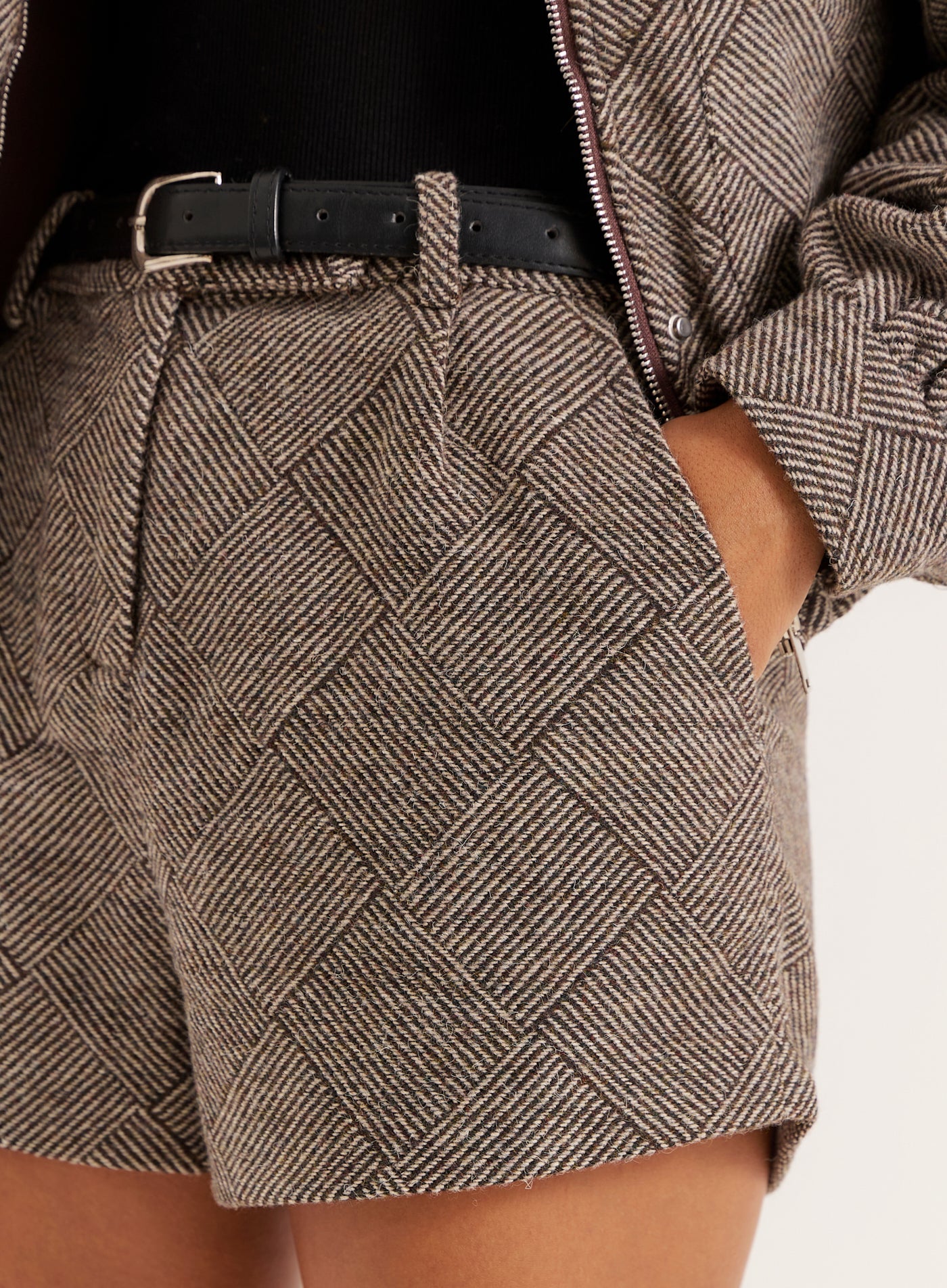 Brown Check Mini Shorts- Ingrid